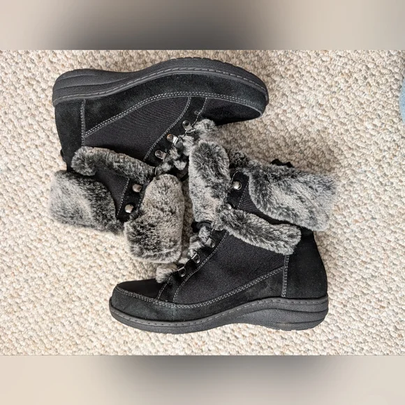 Women's Aetrex Fiona Lace Up Fur Boots Size 7.5-8 - Picture 1 of 5